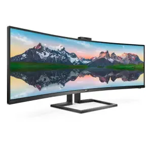 Monitor Philips 124,5 cm (49,0") 499P9H 5120x1440 Curved konferenca VA 5ms 2xHDMI DisplayPort USB-C 90W 3xUSB3.1 HAS Kamera Zvočniki  2H sRGB121% RJ45 KVM HDR400 Brilliance