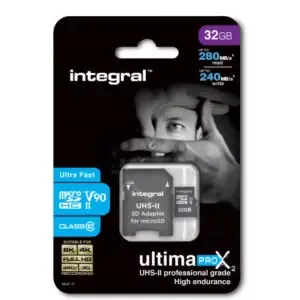 Spominska kartica SDHC-Micro 32GB Integral UltimaPro X2 380MB/s/240MB/s U3 V90 UHS-II +adapter (INMSDH32G-280/240U2)