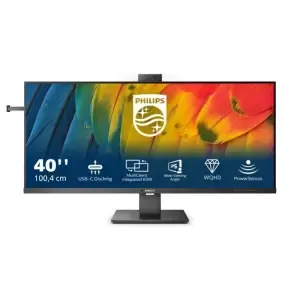 Monitor Philips 101,6 cm (40) 40B1U5601H 3440x1440 120Hz IPS 4ms HDMI DisplayPort 2xUSB-C 100W DP-Out 4xUSB3.2 HAS Kamera Zvočniki  3H sRGB121% KVM RJ45 HDR10 Serija 5000 Kamera