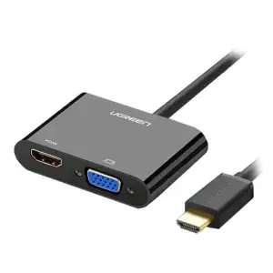 Adapter HDMI (m) => VGA (ž) in HDMI (ž) Ugreen microUSB napajanje 5V 3,5mm 0,30cm