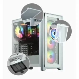Ohišje Corsair iCUE 4000X RGB MidiATX - bela RGB