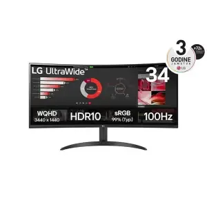 Monitor LG 86,4 cm (34,0") 34WR50QK-B.AEU 3440x1440 Curved VA 5ms 2xHDMI DisplayPort sRGB99% HDR10