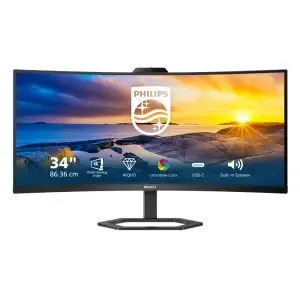 Monitor Philips 86,4 cm (34,0") 34E1C5600HE 3440x1440 Curved konferenca VA 1ms HDMI DisplayPort USB-C 65W 4xUSB3.2 HAS Kamera Zvočniki 2x5W 3H sRGB123%