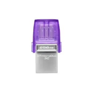 Spominski ključek 256GB USB 3.2/USB-C Kingston DT microDuo3G3 200MB/s - plastičen//vijolična (DTDUO3CG3/256GB)