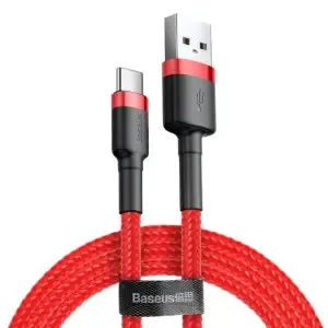 Kabel USB-C => USB-A 2.0 tekstilni ovoj 3,00m 2A Baseus Cafule rdeč (CATKLF-U09)