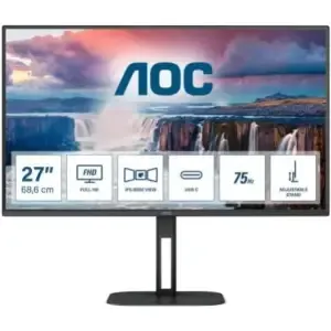 Monitor AOC 68,6 cm (27,0") 27V5C/BK 1920x1080 75Hz IPS 1ms HDMI DisplayPort USB-C 65W 4xUSB3.2 Zvočniki 3H FreeSync