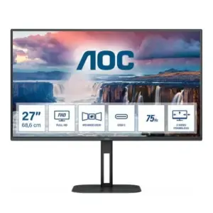 Monitor AOC 68,6 cm (27,0") 27V5CE 1920x1080 75Hz IPS 1ms HDMI DP Via USB-C USB-C 65W 4xUSB3,2 Zvočniki 3H sRGB123% FreeSync