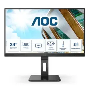 Monitor AOC 60,5 cm (23,8") 24P2QM 1920x1080 75Hz VA 4ms VGA DVI HDMI DisplayPort 4xUSB3.2 Pivot Zvočniki  6H sRGB127% AdaptiveSync