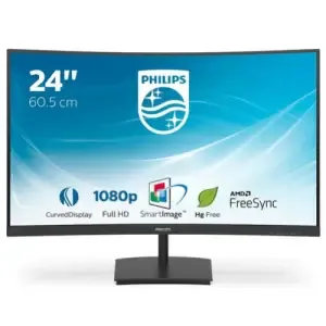 Monitor Philips 60,5 cm (23,8") 241E1SC 1920x1080 Curved 75Hz VA 4ms VGA HDMI 3H sRGB103%FreeSync