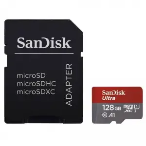 Spominska kartica SDHC-Micro 128GB Sandisk Ultra 140MB/s UHS-I , C10, A1, + adapter (SDSQUAB-128G-GN6MA)