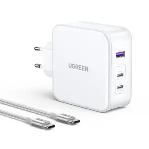 Hišni polnilec 100-240V => 1x USB-A (ž) 2x USB-C 140W GaN PD 3.1 Nexode Charger Ugreen CD289 bel (15339)