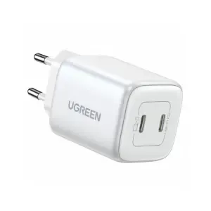 Hišni polnilec 100-240V => 2x USB-C 45W GaN II PD 3.0 Nexode Charger Ugreen CD294 bel (15327)