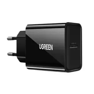 Hišni polnilec 100-240V => 1x USB-C 20W za mobilni telefon ali tablični računalnik Ugreen PD3 - črn (10191)
