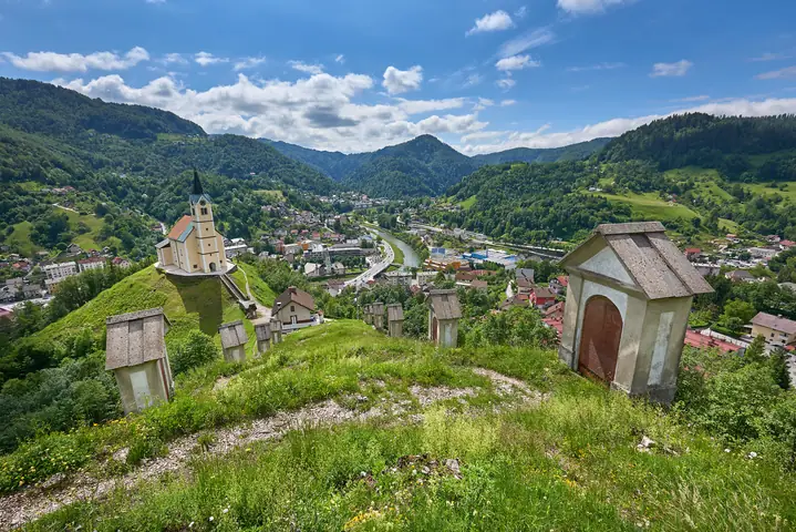 Hilltop church and chapels above Idrija