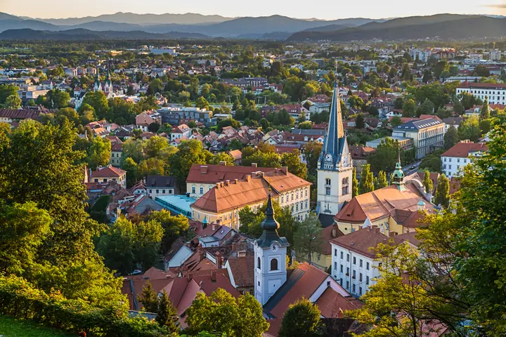 View over Ljubljana's rooftops and church spires
