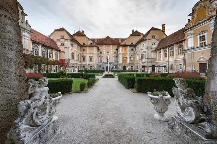 Baroque manor and garden statues near Ptuj