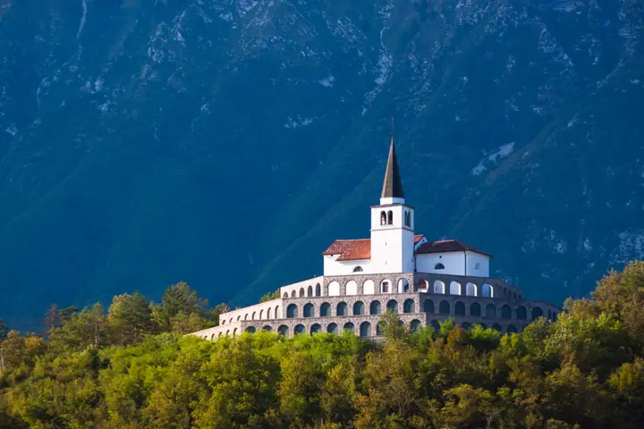 Italian ossuary and St Anthony's Church above Kobarid